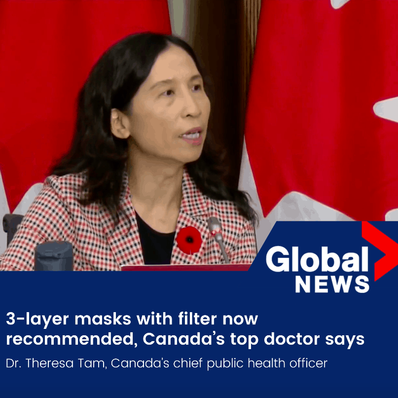 3-layer masks with filter now recommended, Canada’s top doctor says